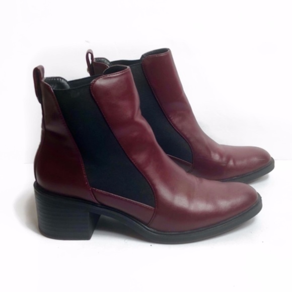 Zara Shoes - Zara Burgundy Leather Ankle Booties